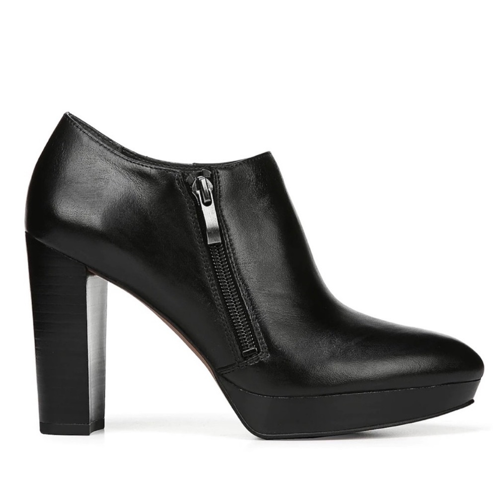 FRANCO SARTO Sheila Leather Platform Black Bootie  sz 8